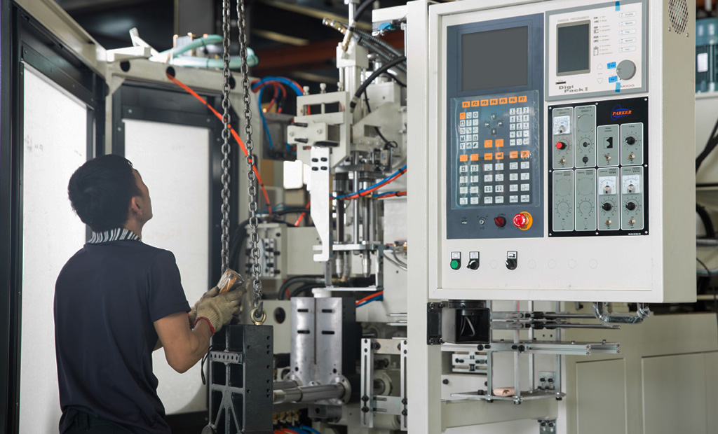 Blow Molding Machine in Operation